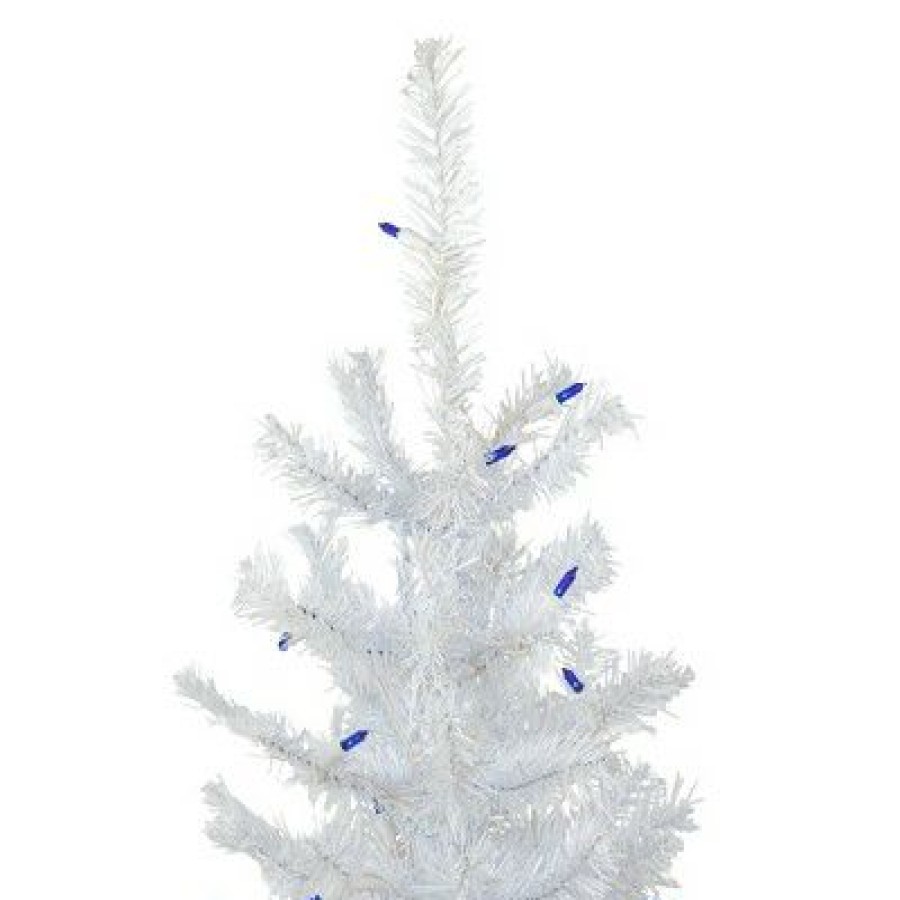 Pine * | Northlight 2 Pre-Lit Woodbury White Pine Slim Artificial Christmas Tree, Blue Lights