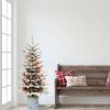 Fir Wood * | Puleo 4.5' Pre-Lit Flocked Arctic Fir Artificial Christmas Tree Multicolor Lights