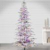 Pine * | 7.5Ft Sterling Tree Company Full Flocked Mountain Led Pre-Lit Pine Artificial Christmas Tree