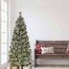 Fir Wood * | Puleo 6.5' Pre-Lit Led Snowy Valley Pine Artificial Christmas Tree Warm White Lights