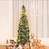 Pine * | Tangkula 7.5 Artificial Pencil Christmas Tree Snow Flocked Tree W/ Pine Cones And Metal Stand