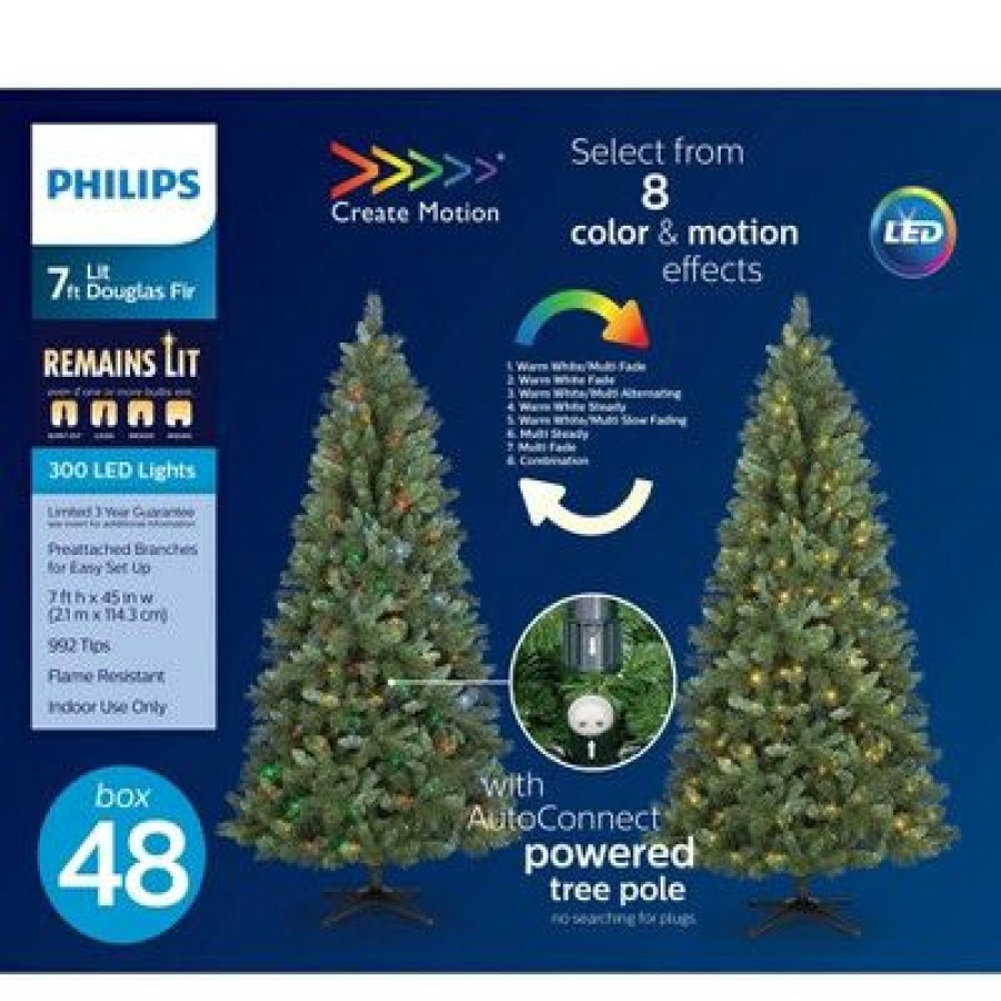 Douglas Fir * | Philips 7' Pre-Lit Led Douglas Fir Artificial Christmas Tree Dual Color Lights With Autoconnect