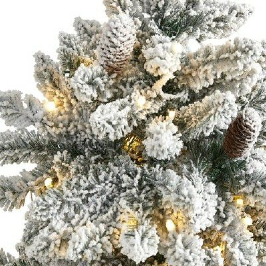 Fir Wood * | 4Ft Nearly Natural Pre-Lit Led Flocked Livingston Fir Artificial Christmas Tree Clear Lights