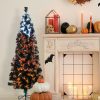 Unidentified Plant Variety * | National Tree Company 6 Ft. Black Fiber Optic Tree With Candy Corn Color Lights