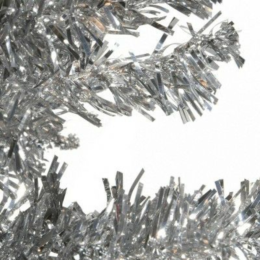 Unidentified Plant Variety * | National Tree Company 3Ft National Christmas Tree Company Silver Tinsel Artificial Pencil Christmas Tree