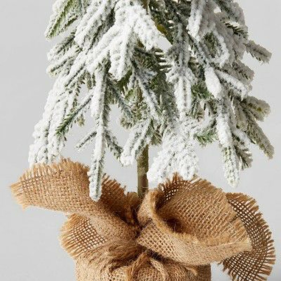 Unidentified Plant Variety * | 14" Unlit Downswept Lightly Flocked Artificial Christmas Tree With Burlap Wrapped Base Wondershop