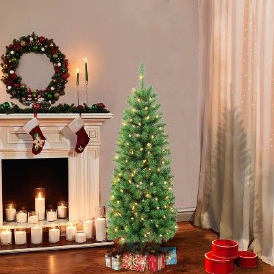 Douglas Fir * | 4.5Ft Puleo Pre-Lit Slim Northern Fir Artificial Christmas Tree Clear Lights