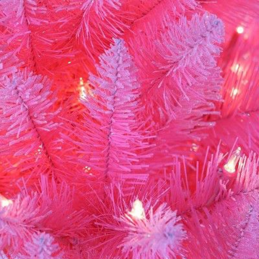 Pine * | 4Ft Pre-Lit Fashion Artificial Christmas Tree Pink Puleo