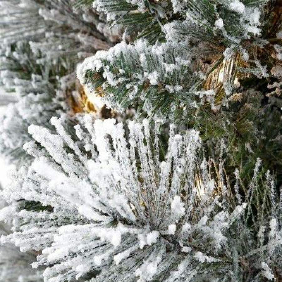 Unidentified Plant Variety * | Primo International Puleo International 4.5 Foot Snowy Prelit Flocked Artificial Pencil Christmas Tree With 100 Ul Listed Clear Lights, 195 Branch Tips & Metal Stand