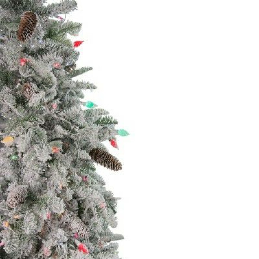 Spruce * | Northlight 6.5 Prelit Artificial Christmas Tree Flocked Dunton Spruce Slim Multi-Color Lights