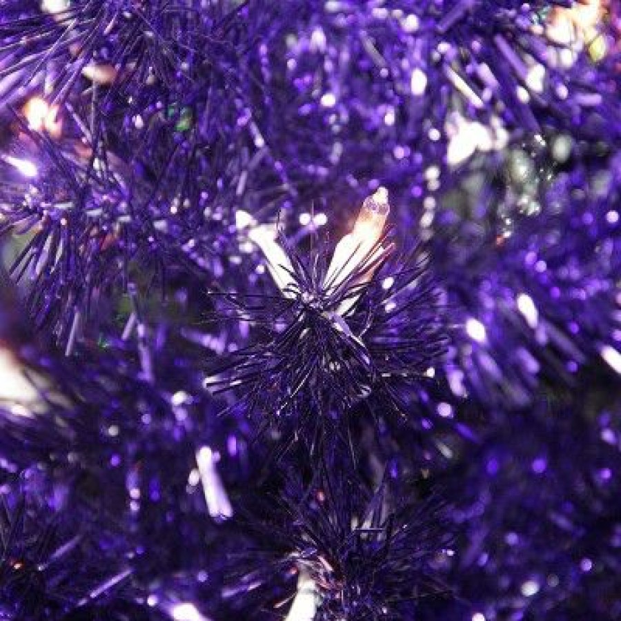 Pine * | Northlight 2 Pre-Lit Purple Iridescent Pine Artificial Tinsel Christmas Tree Clear Lights