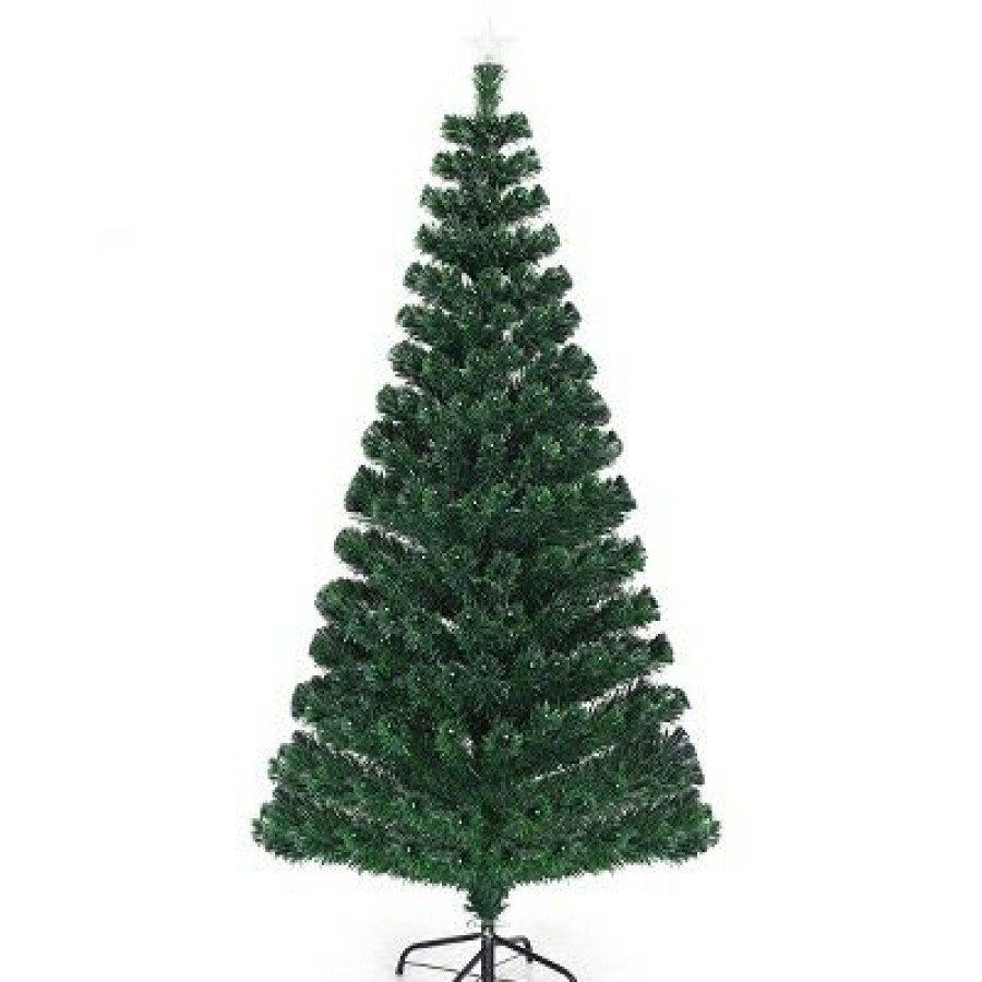 Pine * | Costway Fiber Optic 6'Pre-Lit Artificial Christmas Tree 230 Lights Top