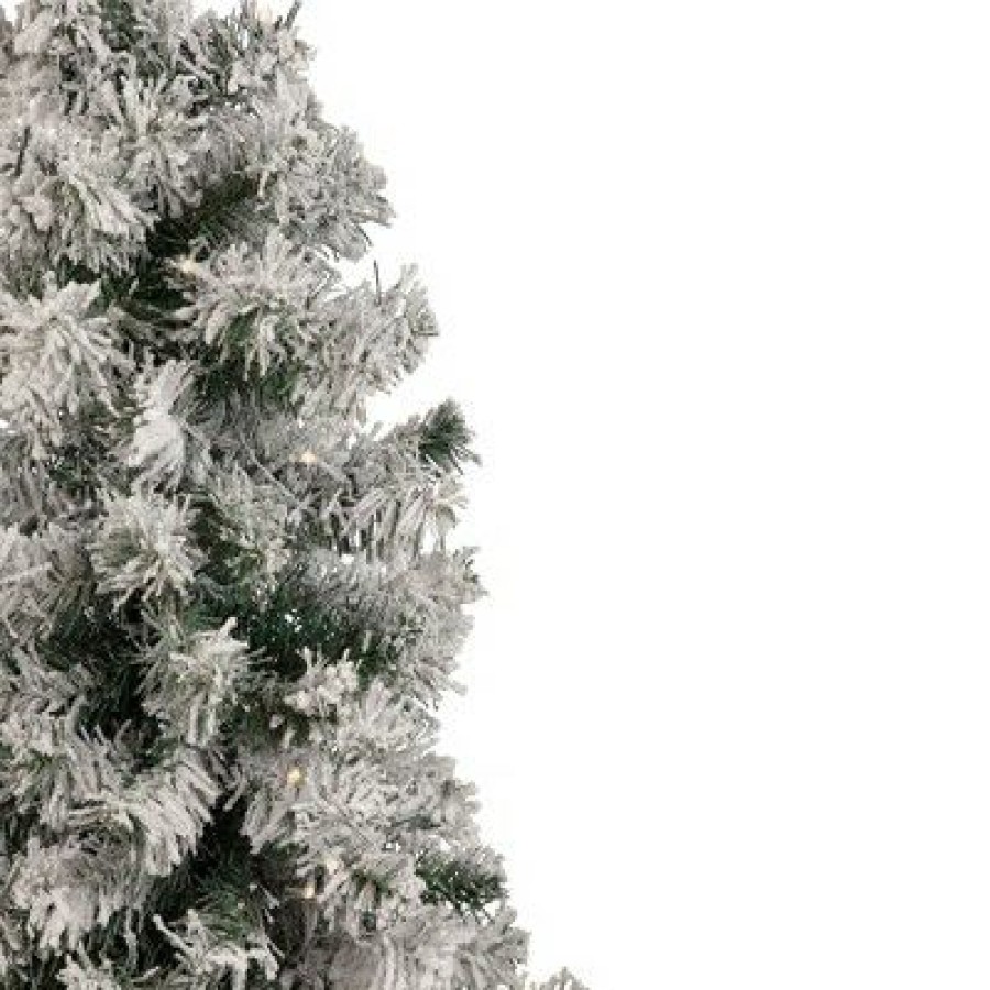 Pine * | Northlight 3 Pre-Lit Heavily Flocked Medium Pine Artificial Christmas Tree Warm White Led Lights