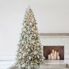 Unidentified Plant Variety * | Home Heritage Pre-Lit Snowdrift Flocked Artificial Holiday Tree, Clear Lights, Natural-Looking Pvc Foliage Tips, Metal Stand