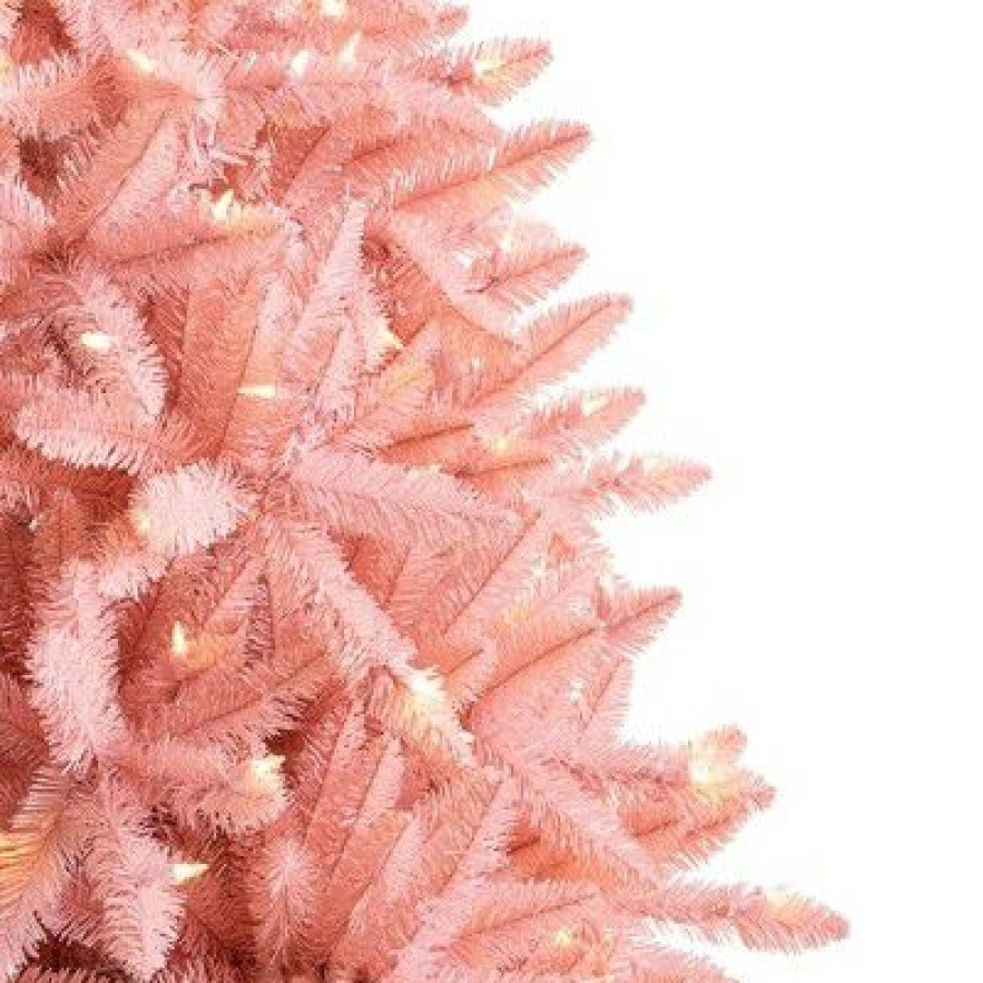 Unidentified Plant Variety * | Treetopia Luxe La Vie En Rose 6 Foot Artificial Prelit Full Bodied Christmas Tree Holiday Decoration With White Led Lights, Premium Stand & Foot Pedal