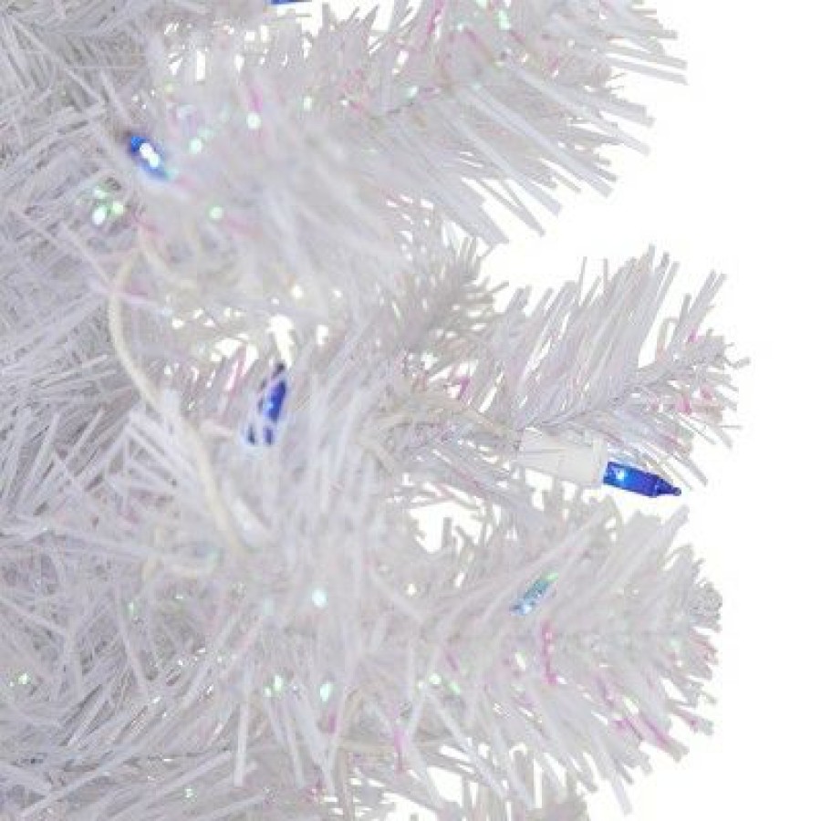 Pine * | Northlight 4 Pre-Lit Rockport White Pine Artificial Christmas Tree, Blue Lights