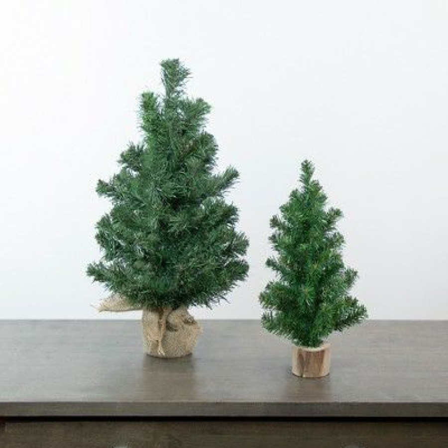 Pine * | Northlight 12.25 Alpine Slim Artificial Christmas Tree With Wood Base, Unlit