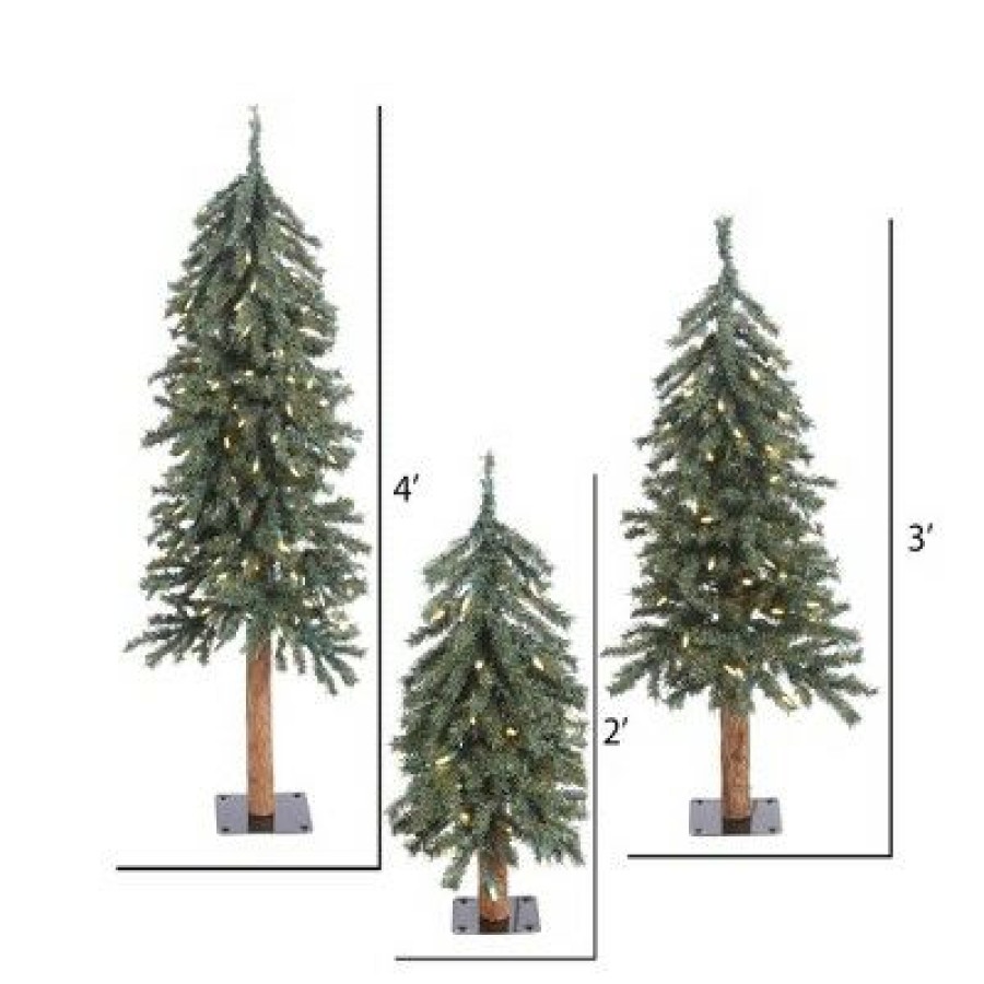 Unidentified Plant Variety * | Vickerman Natural Bark Alpine Artificial Christmas Tree Set