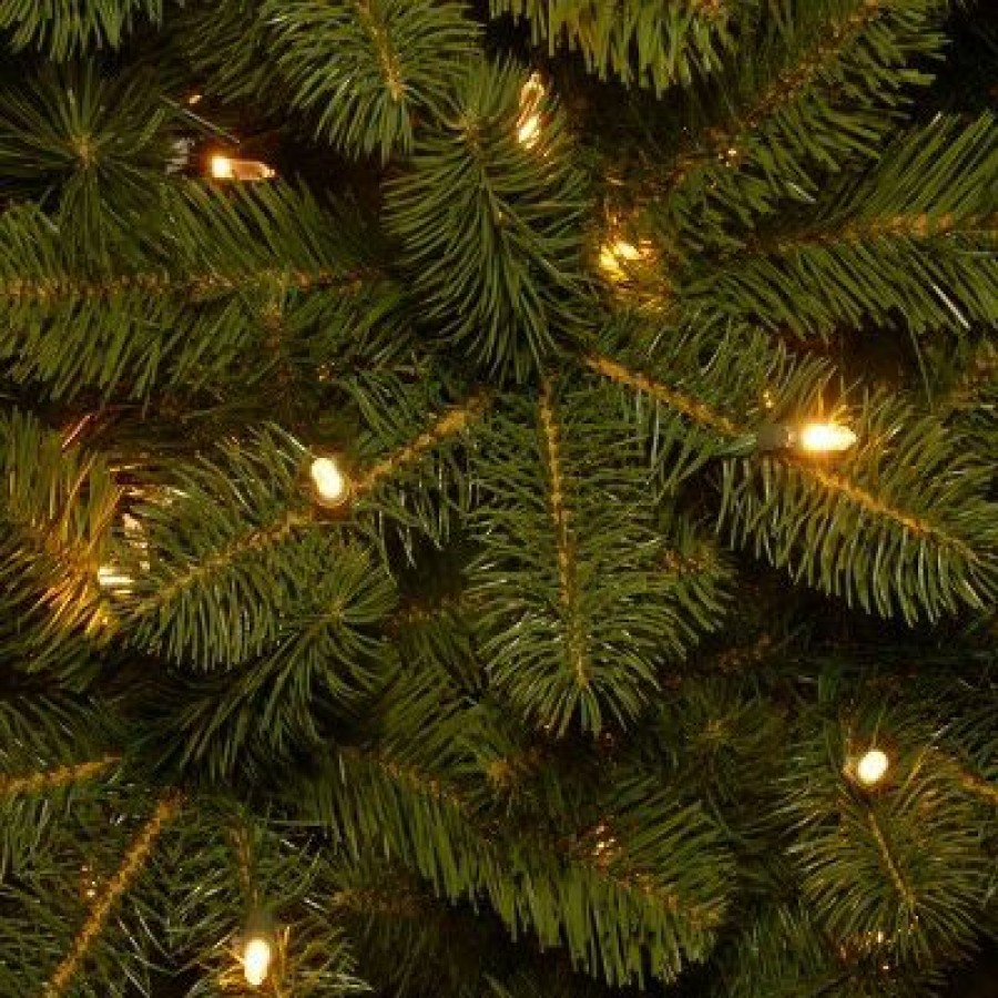 Fir Wood * | National Tree Company Pre-Lit 'Feel Real' Artificial Slim Downswept Christmas Tree, Green, Douglas Fir, White Lights, Includes Stand, 9 Feet