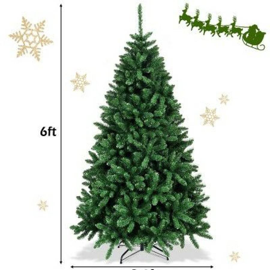 Pine * | Tangkula 6 Unlit Douglas Full Fir Tree 1355 Tips Hinged Artificial Christmas Tree