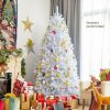 Pine * | Costway 7Ft White Iridescent Tinsel Artificial Christmas Tree With 1156 Branch Tips