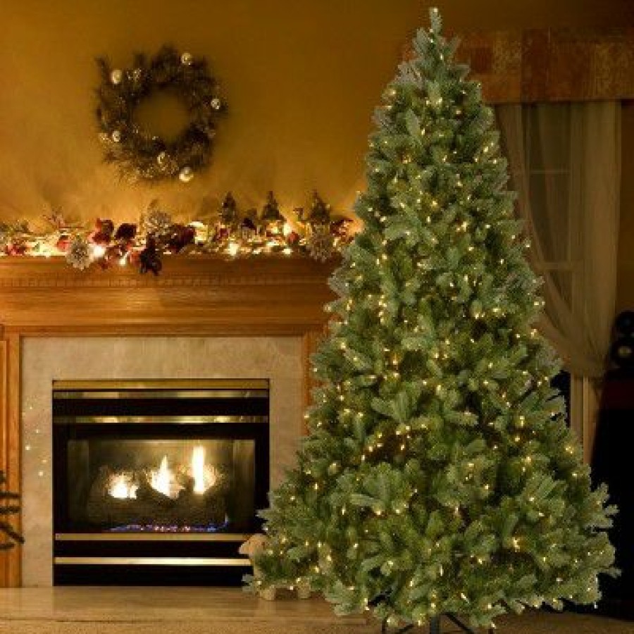 Fir Wood * | National Tree Company Pre-Lit 'Feel Real' Artificial Full Downswept Christmas Tree, Green, Douglas Fir, White Lights, Includes Stand, 6 Feet