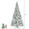 Pine * | Costway 8Ft Snow Flocked Hinged Christmas Tree W/ Berries & Poinsettia Flowers