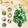 Pine * | Tangkula 2Ft Pre-Lit Tabletop Christmas Tree Mini Artificial Evergreen Christmas Tree With Timer & Rich Ornaments