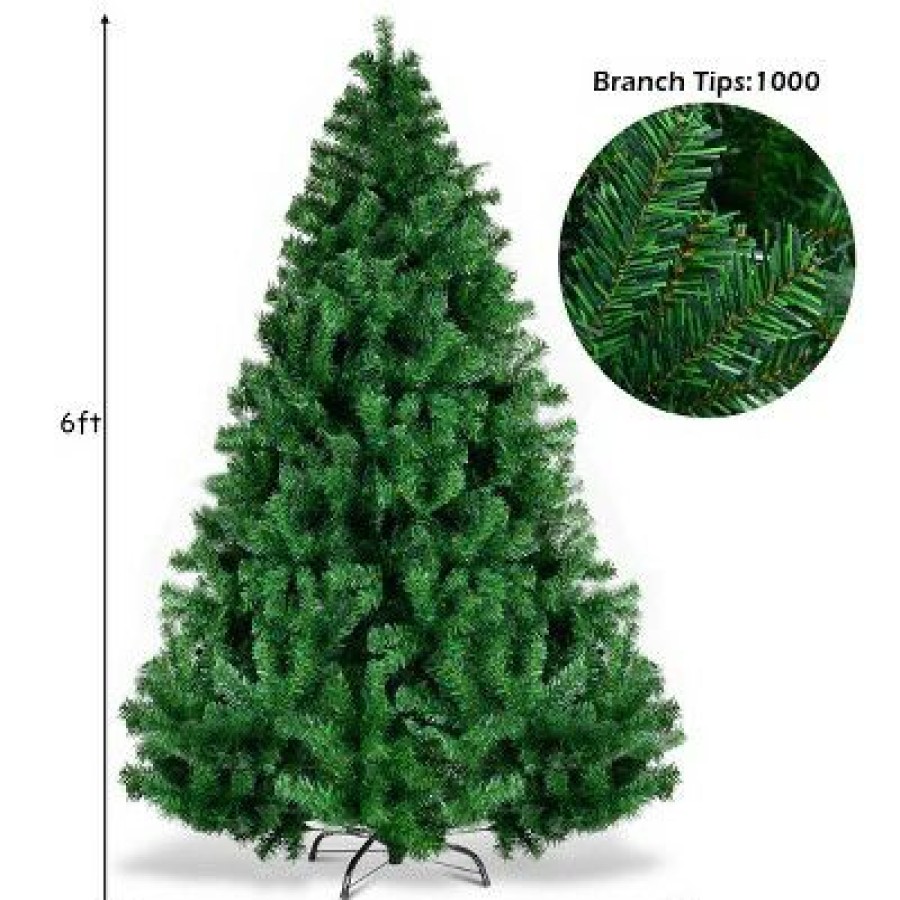 Pine * | Costway 6Ft/7.5Ft/9Ft Pvc Christmas Tree Hinged Solid Metal Legs