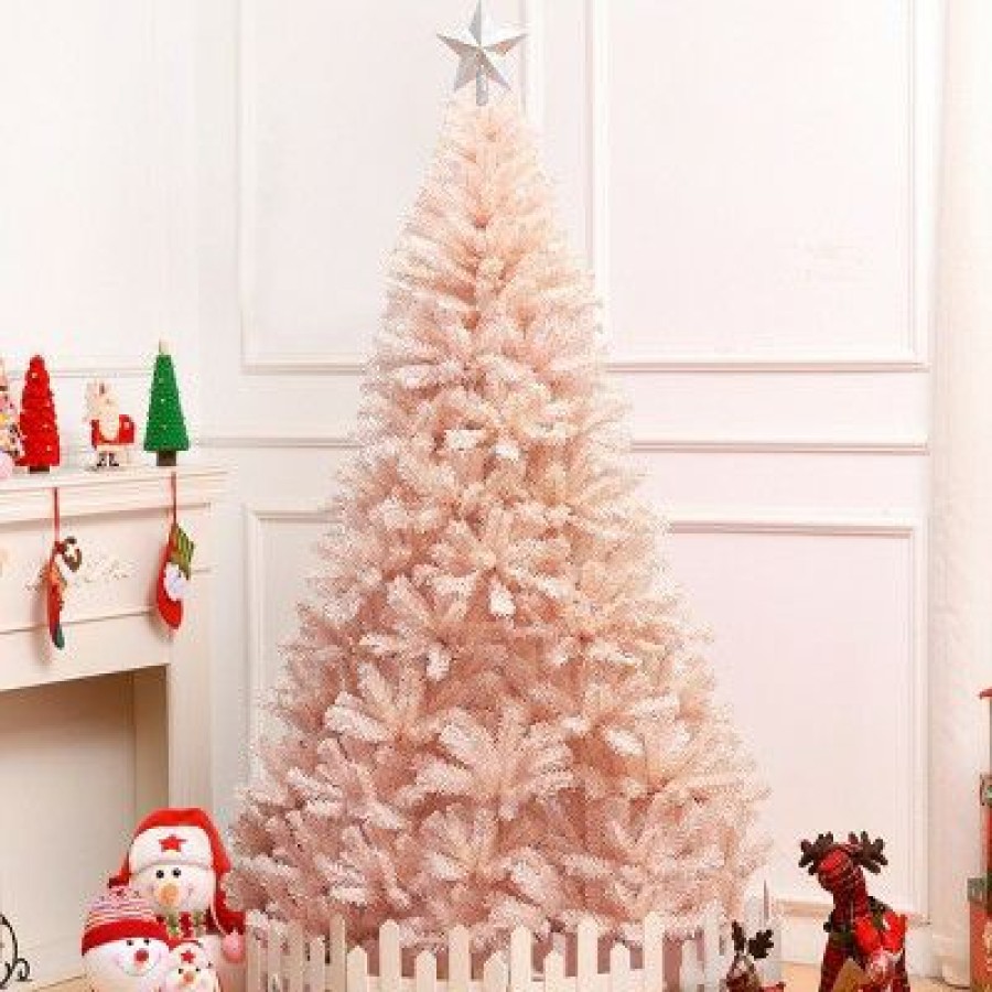 Pine * | Costway 6Ft/7Ft Christmas Tree Hinged Full Fir Tree Metal Season