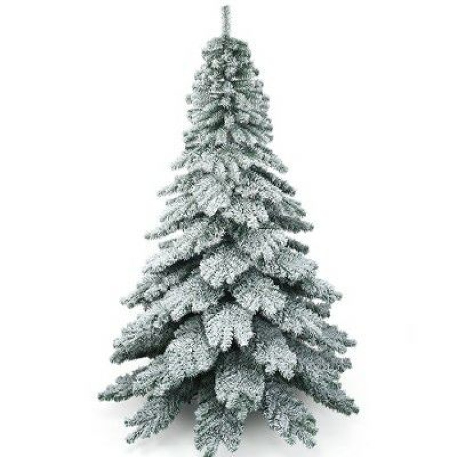 Pine * | Costway 7.5 Ft Snow Flocked Artificial Christmas Tree Hinged Alaskan Pine Tree Holiday