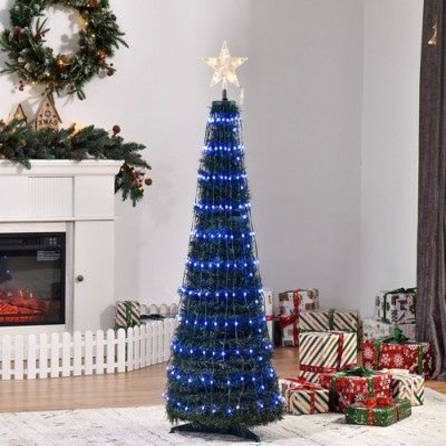 Unidentified Plant Variety * | Outsunny Pre-Lit Slim Artificial Christmas Tree, Multi-Color Rgb Led Light Holiday Home Xmas Decoration