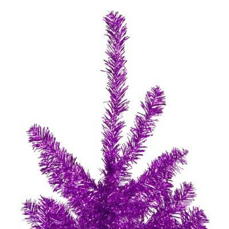 Pine * | Northlight 4.5 Metallic Purple Tinsel Artificial Christmas Tree Unlit