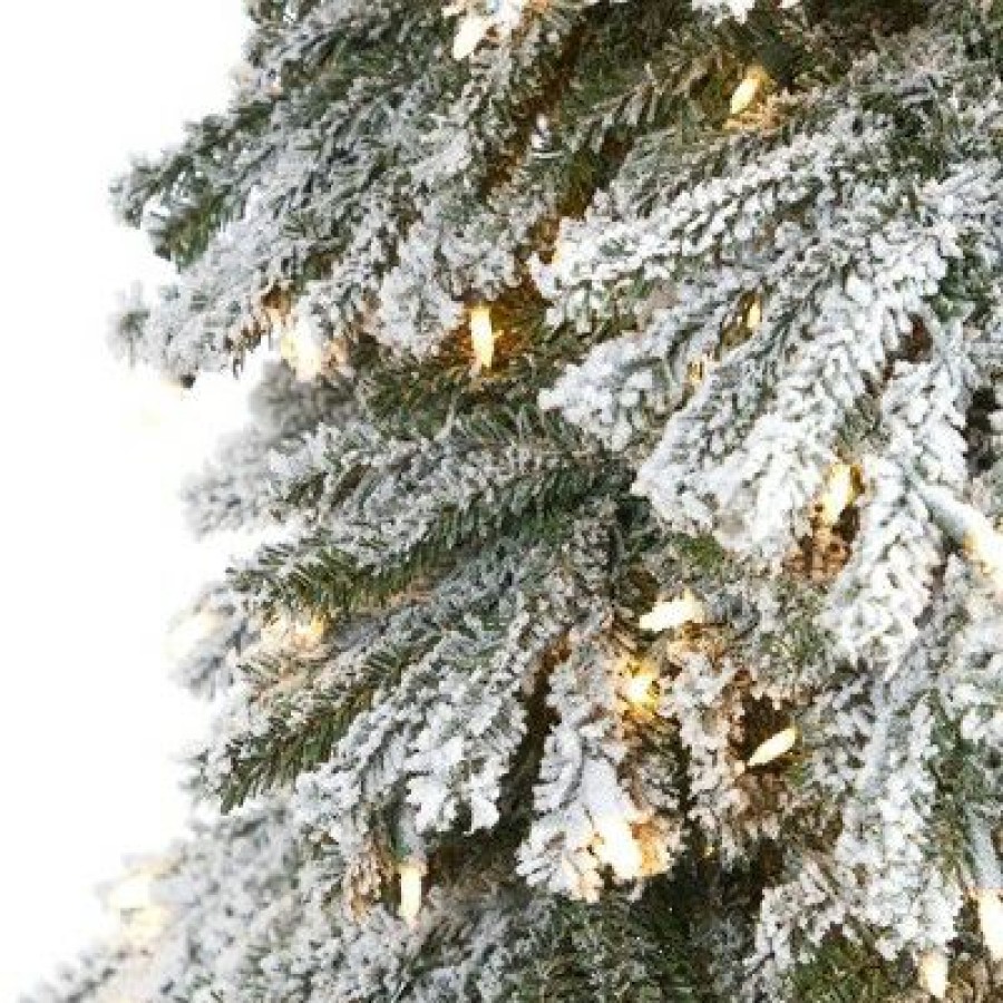 Pine * | 9Ft Nearly Natural Pre-Lit Flocked Slim Grand Alpine Artificial Christmas Tree Clear Lights