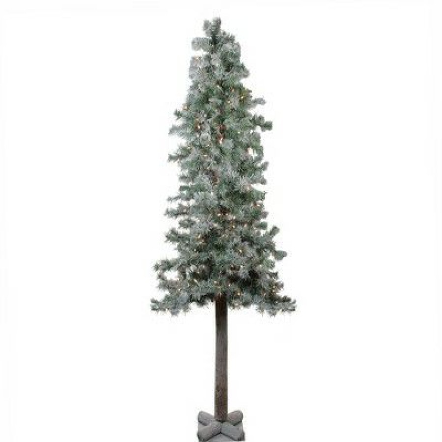 Pine * | Northlight 6 Prelit Artificial Christmas Tree Lightly Flocked Glittered Woodland Alpine Clear Lights