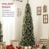 Pine * | Best Choice Products Pre-Decorated Partially Flocked Holiday Christmas Pencil Tree W/ Base