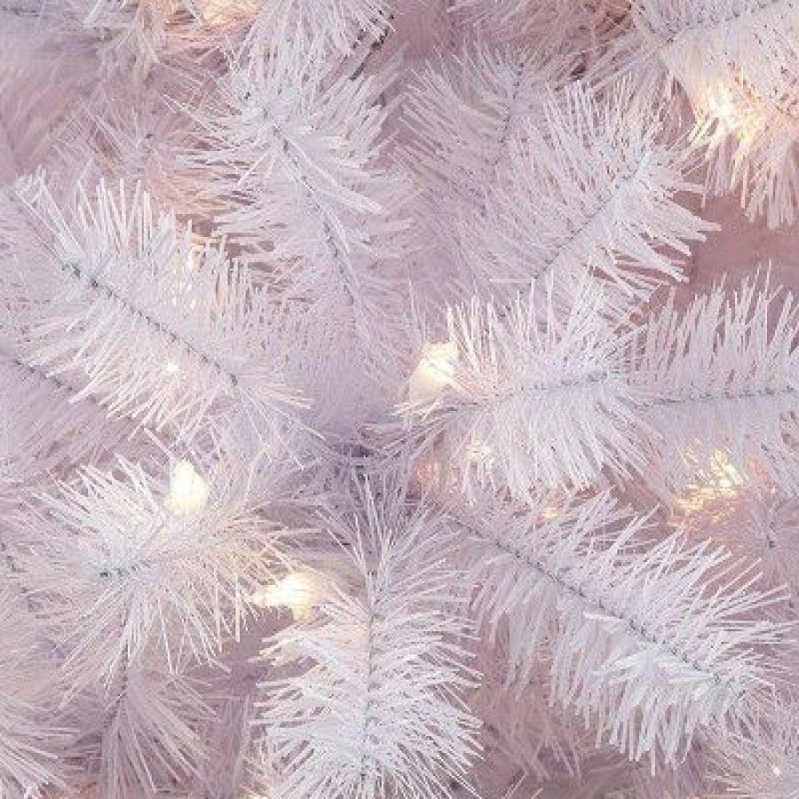 Fir Wood * | Puleo 4.5Ft Pre-Lit Artificial Christmas Tree White Newcastle Fir