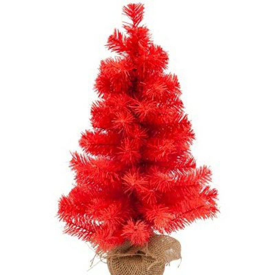 Pine * | Northlight 17.5 Scarlett Red Pine Christmas Tree In Natural Jute Base