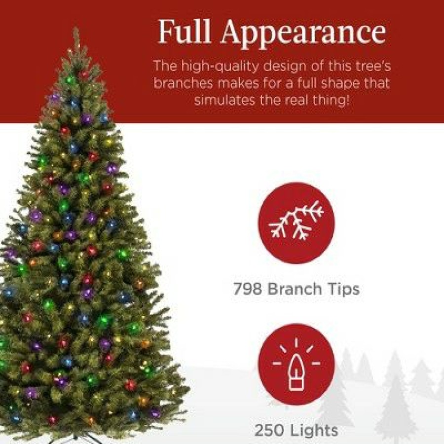 Spruce * | Best Choice Products 6Ft Pre-Lit Spruce Hinged Artificial Christmas Tree W/ 250 Multicolored Lights, Foldable Stand