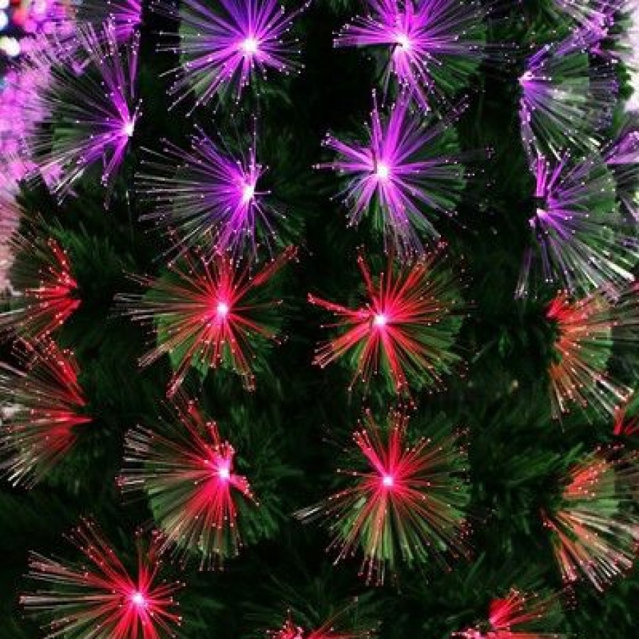 Unidentified Plant Variety * | Holiday Stuff Company 3 Foot Tall Rgb Color Changing Vintage Fiber Optic Christmas Tree With Light Up Branches, Ornaments, And Led Tree Topper