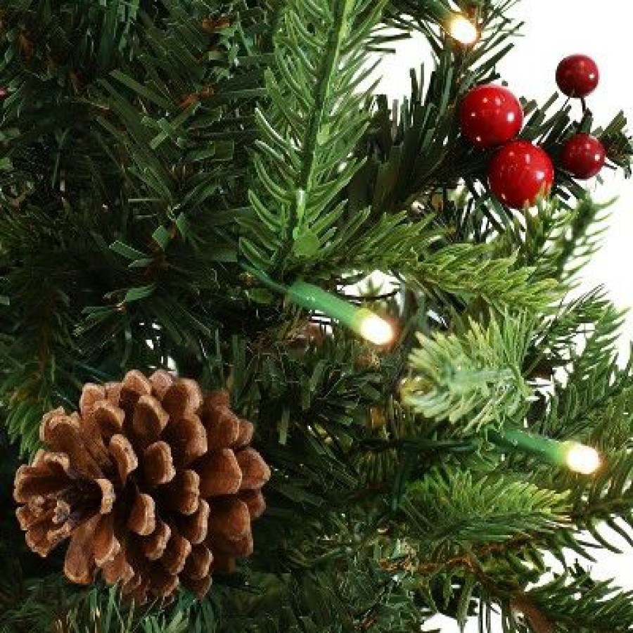 Pine * | Sunnydaze Decor Sunnydaze Natural Noel Pre-Lit Artificial Christmas Tree 3 H Green