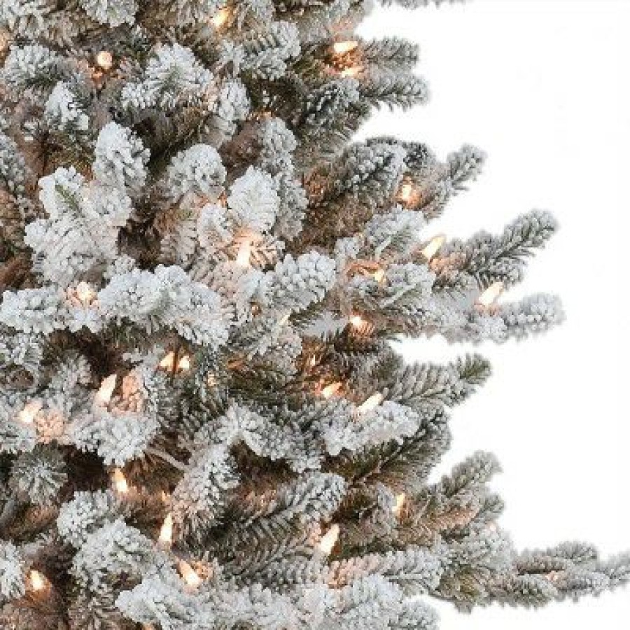 Douglas Fir * | 7.5Ft Puleo Pre-Lit Flocked Slim Royal Majestic Douglas Spruce Artificial Christmas Tree Clear Lights