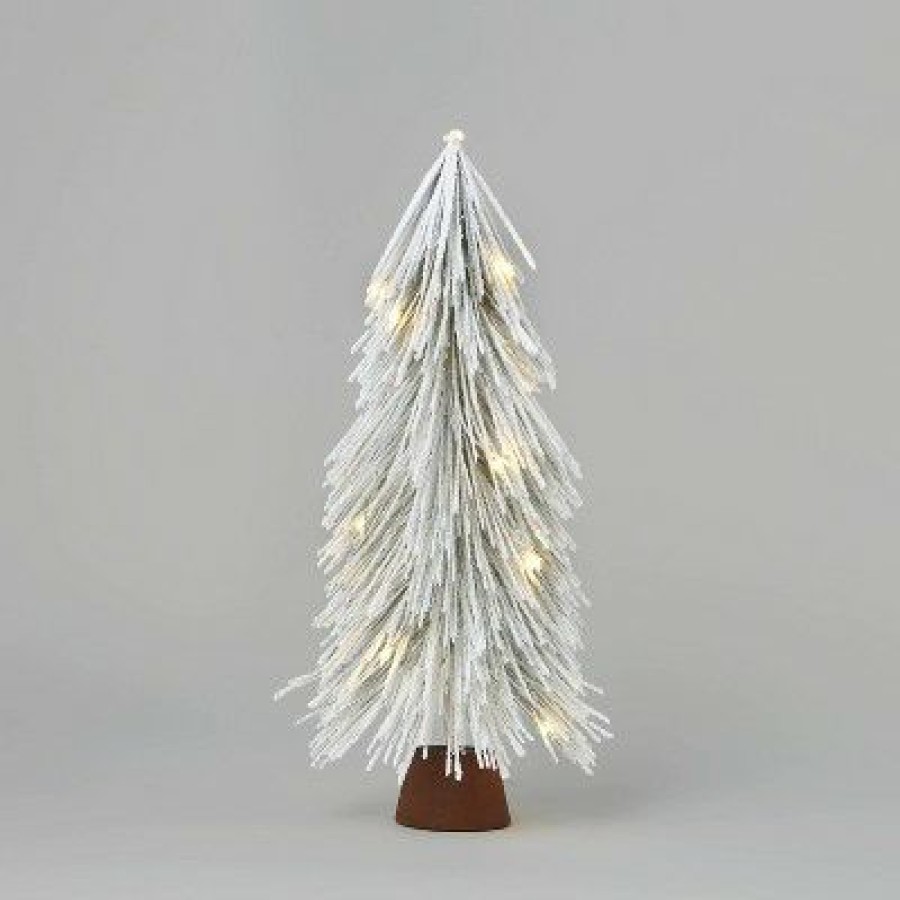 Unidentified Plant Variety * | 18" Pre-Lit Battery Operated Led Flocked Glitter Artificial Christmas Tree White Lights Wondershop