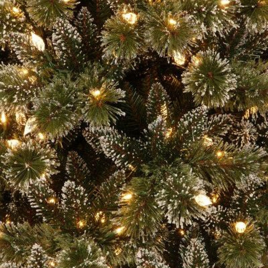 Pine * | National Tree Company 7.5 Ft. Glittery Bristle(R) Pine Slim Tree With Warm White Led Lights