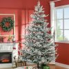 Pine * | Homcom 8 Foot Pine Snow Flocked Artificial Christmas Tree With 1479 Realistic Cedar Branches, Auto Open, Home Holiday Decoration, Green