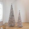 Pine * | Northlight 4 Pre-Lit Silver Tinsel Pop-Up Artificial Christmas Tree, Clear Lights