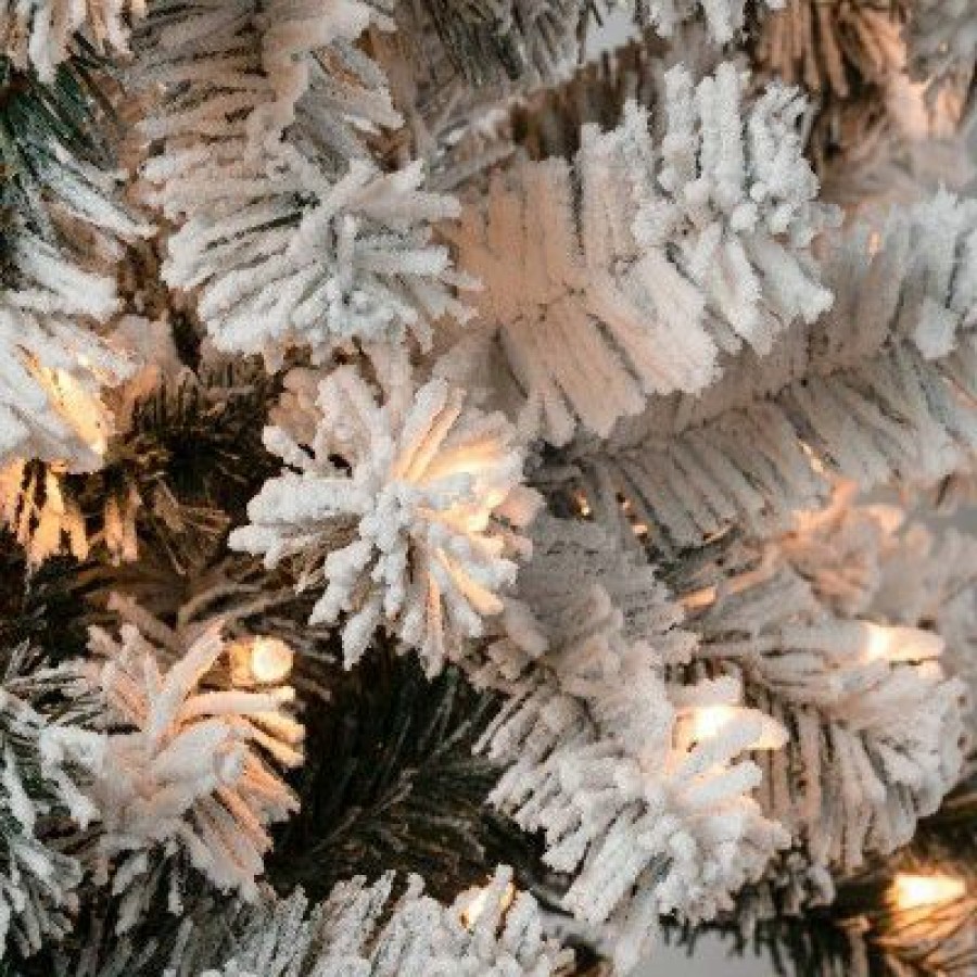 Pine * | National Tree Company Pre-Lit Pencil Slim Flocked Acacia Hinged Artificial Christmas Tree Clear Lights