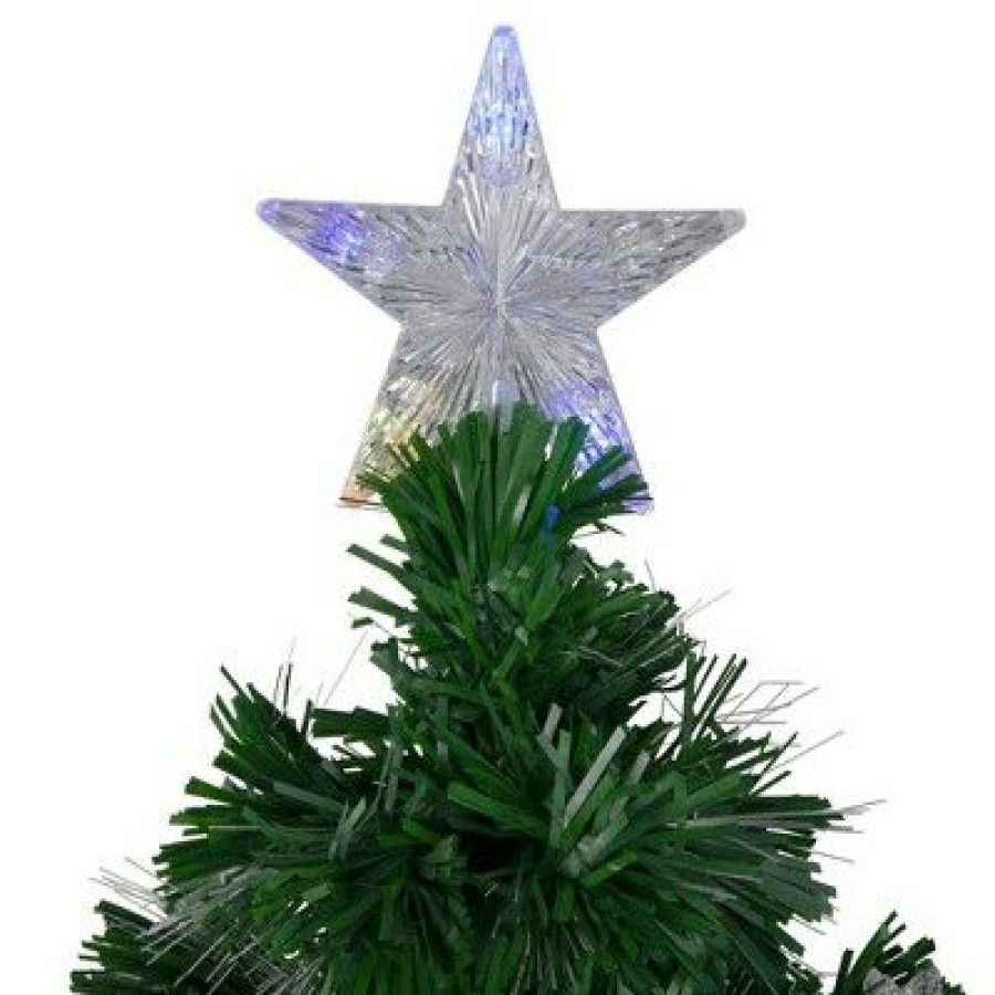 Pine * | Northlight 4 Pre-Lit Potted Medium Pine Color Changing Star Artificial Christmas Tree Multi-Color Fiber Optic Led Lights