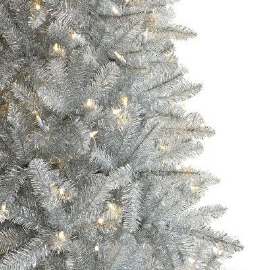 Unidentified Plant Variety * | Treetopia Luxe Pure Platinum 6 Ft Artificial Prelit Full Bodied Tinsel Christmas Tree Holiday Decoration, White Led Lights, Premium Stand & Foot Pedal