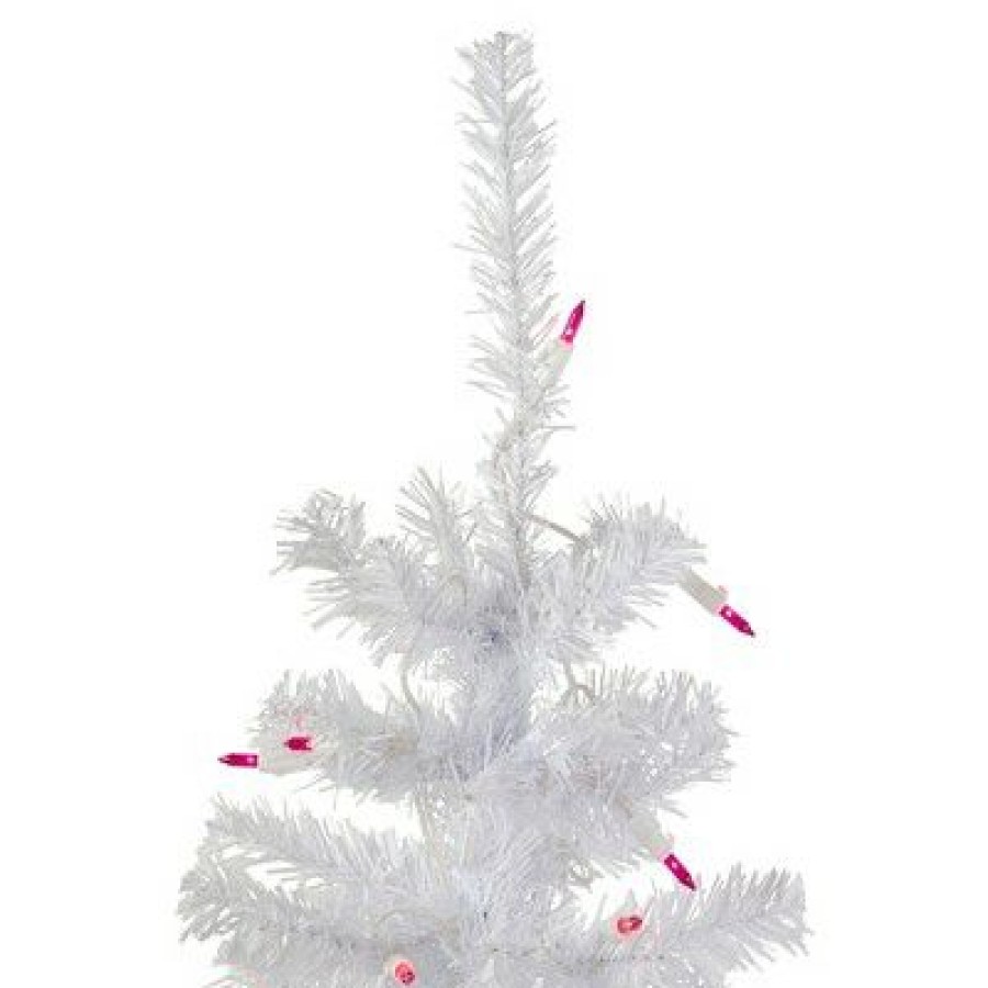 Pine * | Northlight 3 Pre-Lit Woodbury White Pine Slim Artificial Christmas Tree, Pink Lights